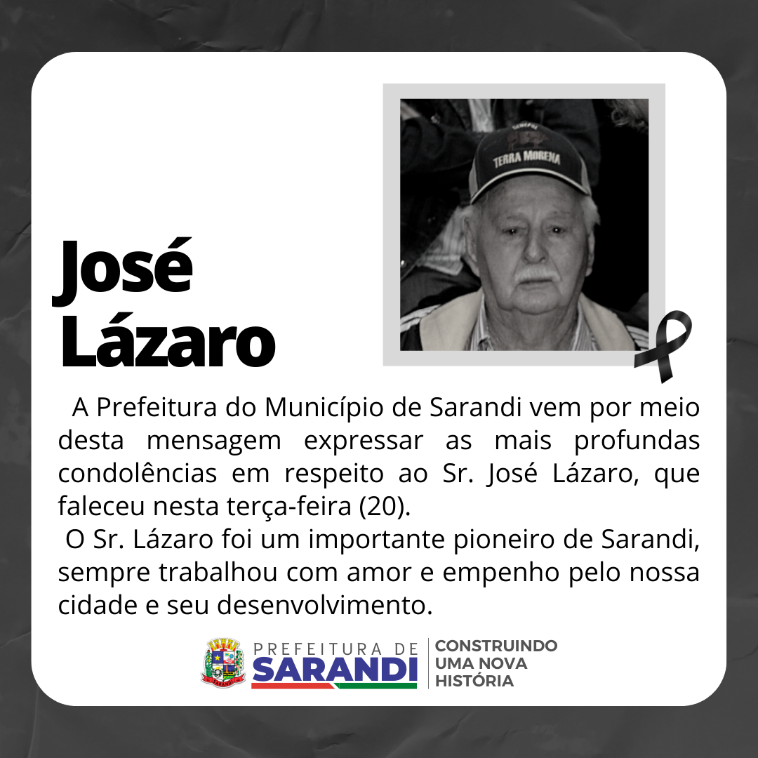 Nota de Pesar - José Lázaro 